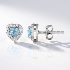 Boucles d'oreilles en argent et Aigue-marine du Brésil