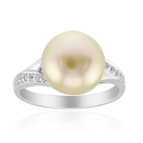 Bague en argent et Perle dorée des mers du Sud Kabira (TPC)