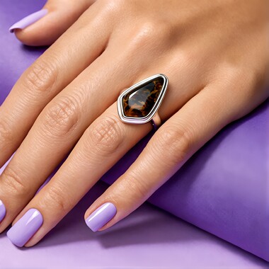 Anello in argento con Pietersite Dorata