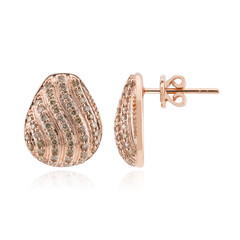 Gouden oorbellen met SI1 Argyle Rose De France Diamanten (Annette)