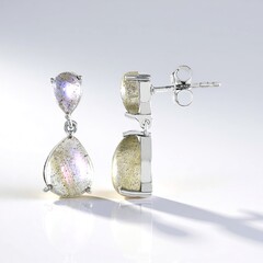 Orecchini in argento con Labradorite rosa Maniry