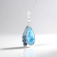 Collar en plata con Larimar (KM by Juwelo)
