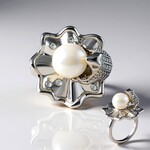 Anello in argento con Perla d'Acqua Dolce Bianca