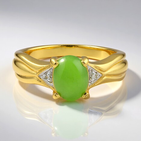 Anello placcato in oro con Crisoprasio Imperiale