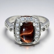 Anello in argento con Occhio di Tigre Rosso