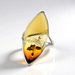Anello in argento con Ambra Sunrise Baltica (dagen)