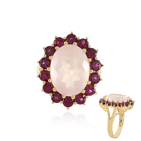 Rosenquarz-Silberring