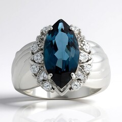 Bague en argent et Topaze bleu de Londres (de Melo Essence)