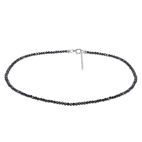 Schwarzer Hämatit-Silberhalskette