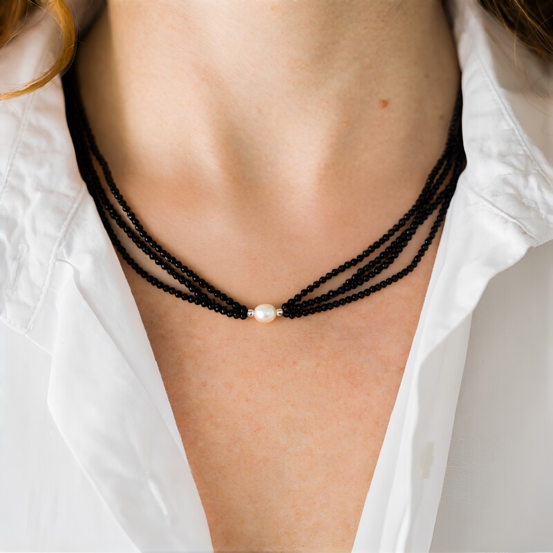 Collier en argent et Perle blanche de culture d'eau douce