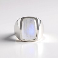 Bague en argent et Pierre de lune bleue (KM by Juwelo)