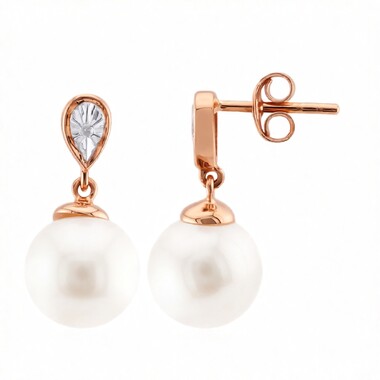Orecchini in oro con Perla d'Acqua Dolce Bianca (TPC)