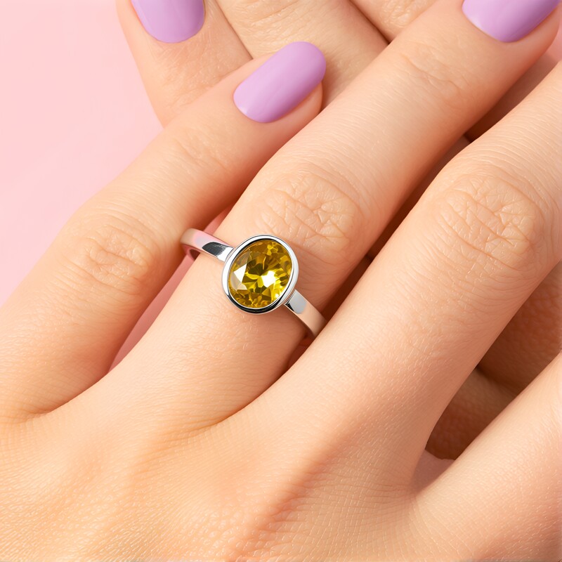 Anillo en plata con Berilo amarillo