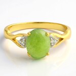 Anello placcato in oro con Crisoprasio Imperiale