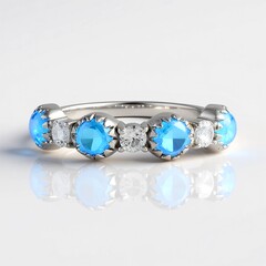 Anello in argento con Opale Blu dell'Etiopia
