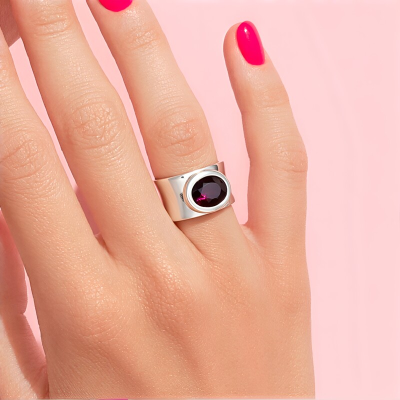 Mahagoni-Zirkon-Silberring