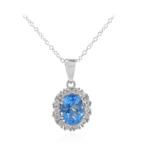 Indigoblauer Topas-Silberhalskette