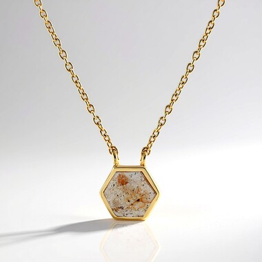 Collier en argent et Pierre de lune pêche