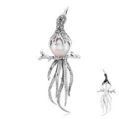 Spilla in argento con Perla Ming Porpora (TPC)