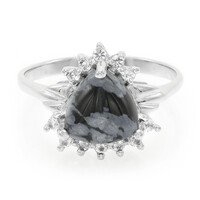 Anello in argento con Ossidiana Fiocco di Neve