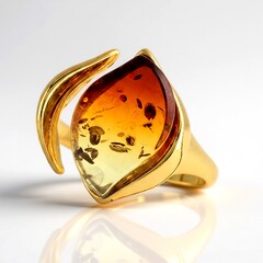 Anello in argento con Ambra Sunrise Baltica (dagen)