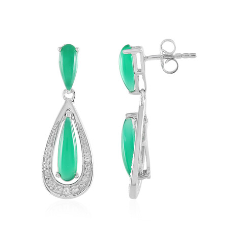 Grüner Achat-Silberohrringe