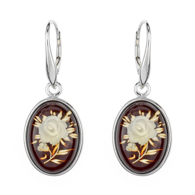 Boucles d'oreilles en argent et Ambre cerise de la Baltique  (dagen)