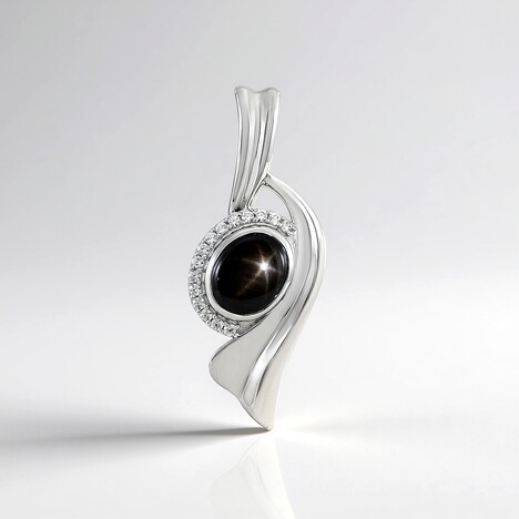 Ciondolo in argento con Zaffiro Stellato Nero (de Melo Essence)