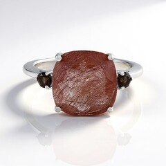 Bague en argent et Quartz rutile cuivré