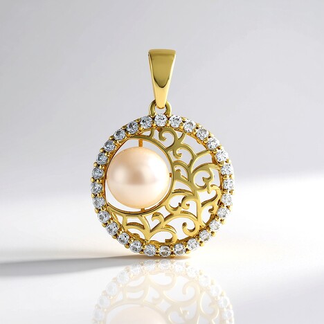 Pendentif en or et Perle blanche de culture d'eau douce (Ornaments by de Melo)