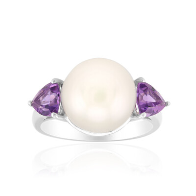 Bague en argent et Perle blanche de culture d'eau douce (Michelle Albala)