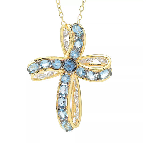 Zilveren halsketting met aquamarijnstenen (Gems en Vogue)