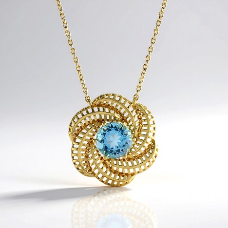 Collana in argento con Topazio Blu Svizzero (Ornaments by de Melo)