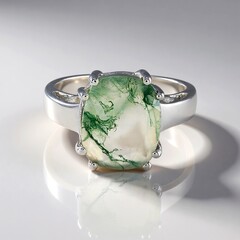Anello in argento con Agata Muschiata
