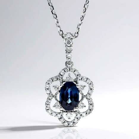 Collana in oro con Zaffiro Ceylon Blu (CIRARI)