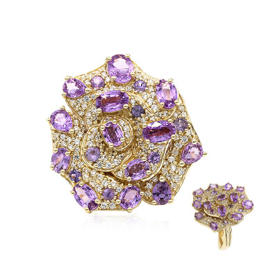 Nicht erhitzter Purpurfarbener Ceylon-Saphir-Goldring