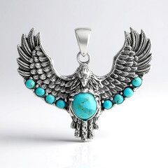 Ciondolo in argento con Turchese Kingman Mohave Blu (Faszination Türkis)