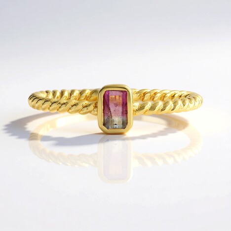 Bague en argent et Tourmaline Melon d'Eau