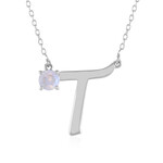 Rainbow Moonstone Silver Necklace