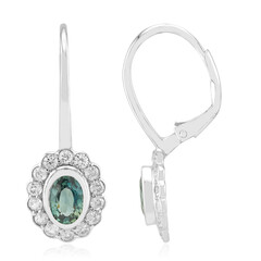 Zilveren oorbellen met Petrolkleurige saffieren