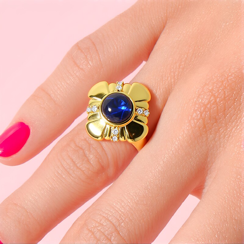 Bague en argent et Saphir étoilé bleu