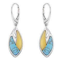 Pendientes en plata con Ámbar báltico Milky (dagen)