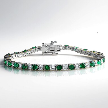 Bracelet en argent et Emeraude de Zambie (Gems en Vogue)