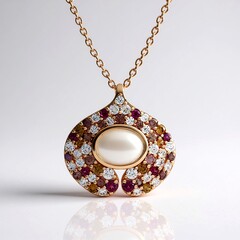 Collana in argento con Pietra di Luna Bianca (KM by Juwelo)
