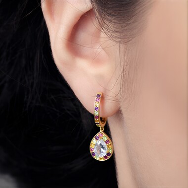 White Quartz Silver Earrings