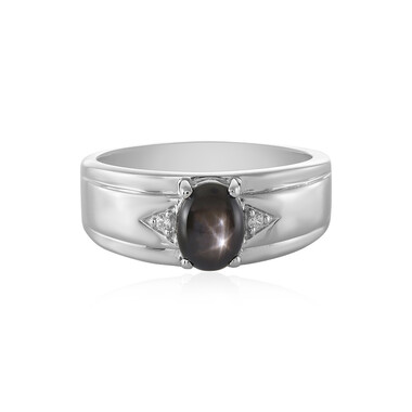 Anillo en plata con Zafiro estrella negra