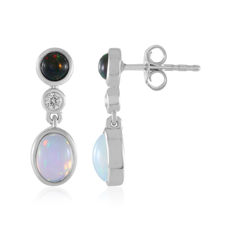 Opal-Silberohrringe
