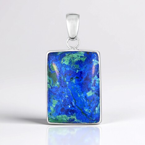Ciondolo in argento con Malachite Azzurrite (Bali Barong)