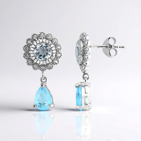 Orecchini in argento con Quarzo blu pastello