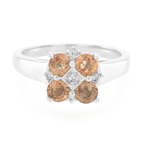 Orange Sapphire Silver Ring
